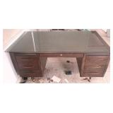 Glass Top Wood Desk - 29" x 58" x 33"