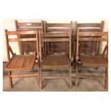 6 Wood Folding Chairs - 32" x 17" x 19"