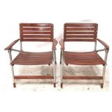 2 Metal & Wood Folding Chairs - 29" x 20" x 24"