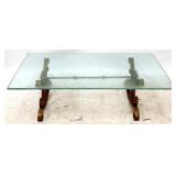 Glass Top Coffee Table - 15" x 24" x 48"