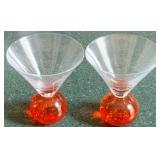 2 Martini Glasses, Controlled Bubble Base 5"
