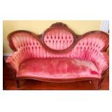 Victorian Rose Carved Tufted Sofa 41 x 70 x 21