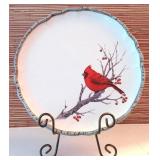 Decorative 12" Cardinal Platter on Stand