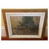 Vintage Print in Carved Frame 25 x 28