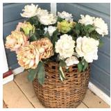Basket w/ Faux Flowers 22" Overall