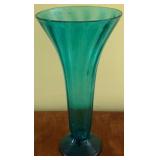 Vintage Blue Glass Vase 15" Tall