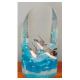 Lucite Paperweight w/ Ducks 9"