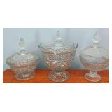 3 Wexford Glass Candy Dishes 10"