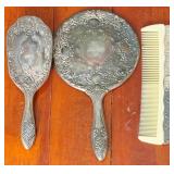 3 Piece Vintage Dresser Set Silver Plate