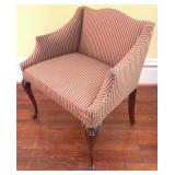 French Upholstered Chair, Carved Leg