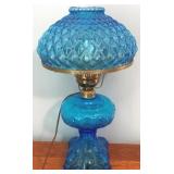 Princess Feather Blue Glass Electric Lamp