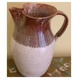 Signed Pottery Pitcher 9"