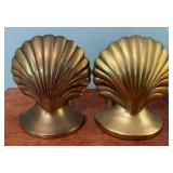 Pair Brass Shell Bookends 5"