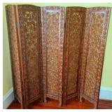 5 Panel Carved Wood Folding Screen 71 x 75