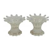 Pair Fostoria White Opalescent Candleholders