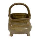 Signed Art Pottery Basket 8 x 6 x 5