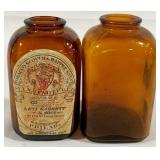 Lot of 2 Amber Glass Snuff Bottles