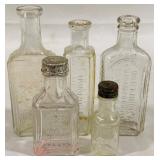 Lot of 5 Antique Glass Bottles