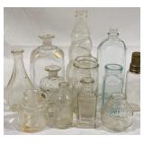 12 Vintage Glass Bottles