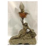 Metal Base Figural Lamp - AS-IS - Broken Arm