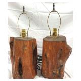 Set of 2 Wood Log Lamps - 22" Tall