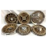Lot of 6 Vintage Hubcaps - 14" & 15" Round