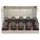 Brown Glass Bottles with Metal Case - 4 x 11 x 5