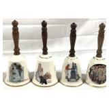 4 Norman Rockwell Bells - 9" x 4"