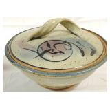 Studio Pottery Covered Dish - Signed - 10" Round