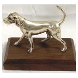 Silver Plated Dog on Wood Base - 5" x 3" x 4"