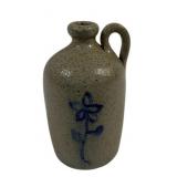 Jugtown Ware Blue Decorated Jug 6.25"
