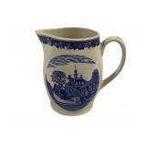 Staffordshire Blue Transferware Pitcher 7"