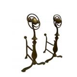 Pair Vintage Brass Andirons 16 x 8 x 7.5