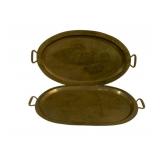 2 Brass Handled Oval Trays 20 x 12