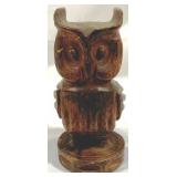 Carved Wood Owl - 9" Tall