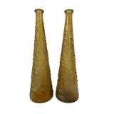 Pair Amber Empoli Bottle Vases 15.5"