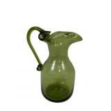 Blenko Hand Blown Green Bubble Pitcher 6"