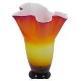 Cased Blown Art Glass Vase 12"