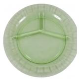 Uranium Green Depression Glass Grill Plate