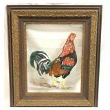 Painted Glass Rooster Wall Art - 29" x 25"