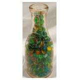 Milk Bottle w/ Glass Marbles - 10" tall
