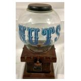 Wood/Glass Nuts Dispenser - 14 x 6 x 7