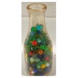 Milk Bottle w/ Glass Marbles - 10" tall