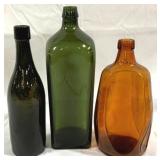 Lot of 3 Glass Bottles - 8.5" - 10.5" Tall