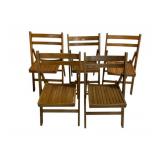 5 Vintage Folding Wooden Chairs 30 x 15 x 15