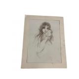 Signed Sketch of Girl w/ Bird