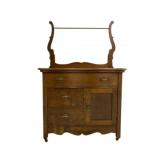 Vintage Oak Washstand w/ Towel Bar