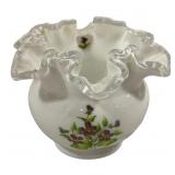 Fenton Hand Painted Silvercrest Vase