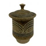 Art Pottery Jar w/ Lid 6.5"