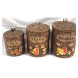 3 Piece Vintage Canister Set 6.5, 8, & 8.5" Tall